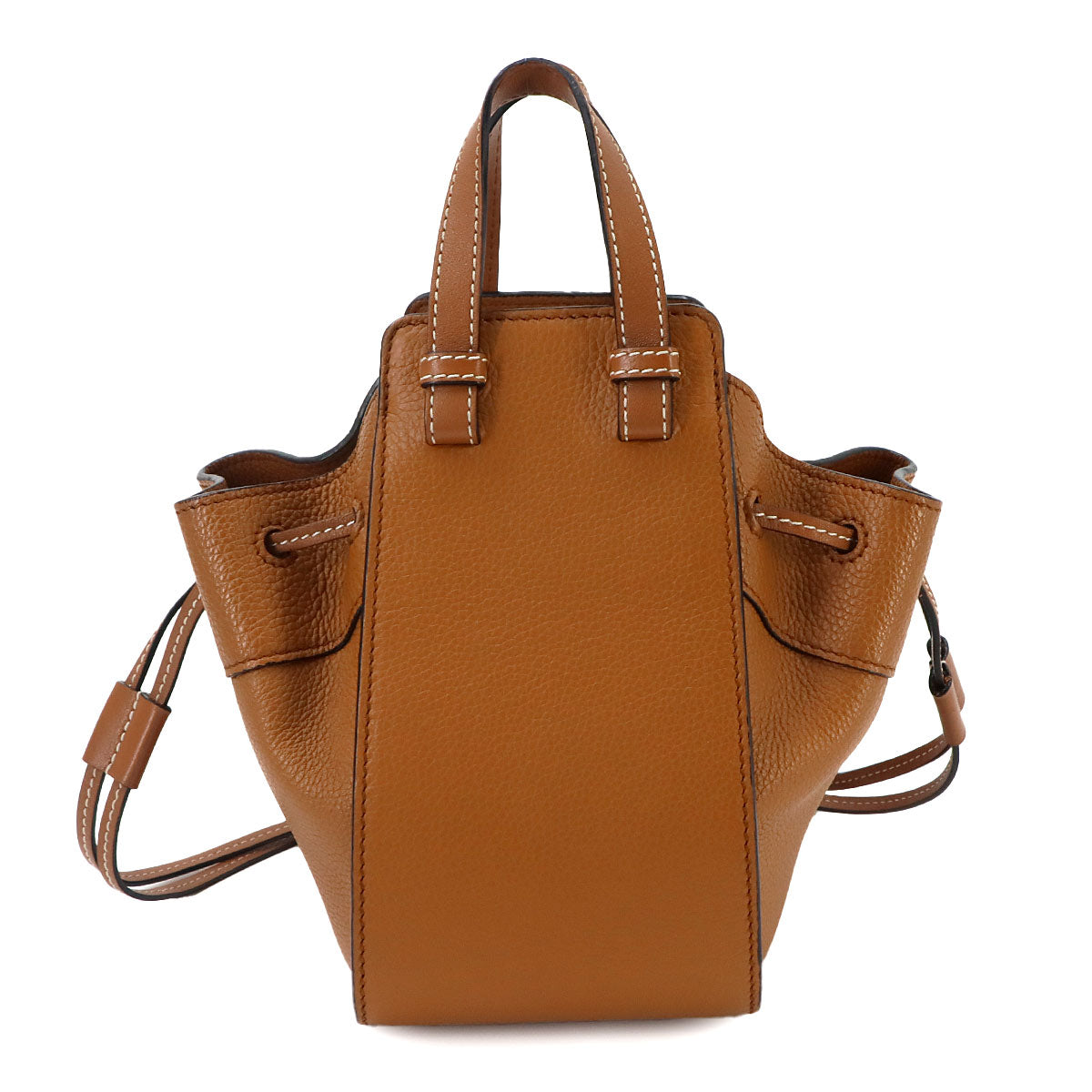 Hammock Drawstring Mini Hand Shoulder Bag Leather Brown