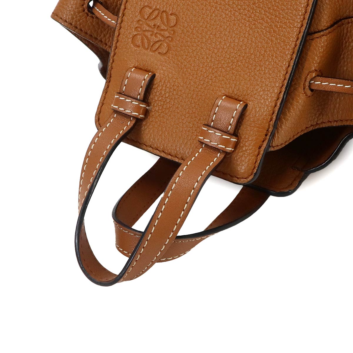 Hammock Drawstring Mini Hand Shoulder Bag Leather Brown