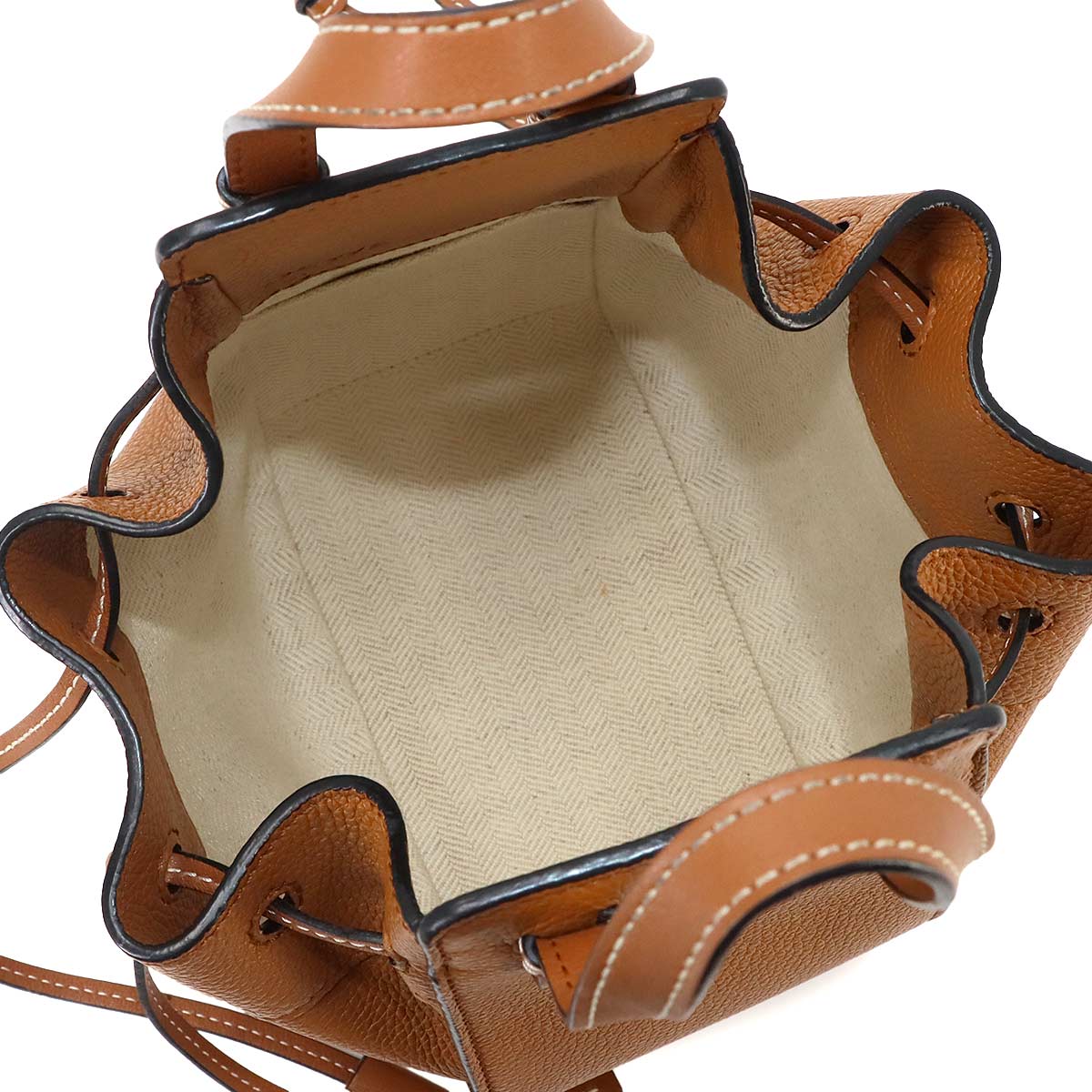 Hammock Drawstring Mini Hand Shoulder Bag Leather Brown