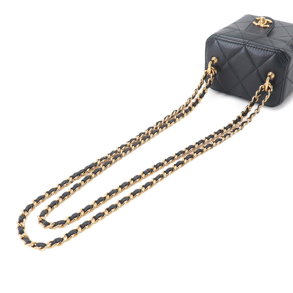 Matelasse Vanity Chain Shoulder Bag Leather Black AP3459 Purse