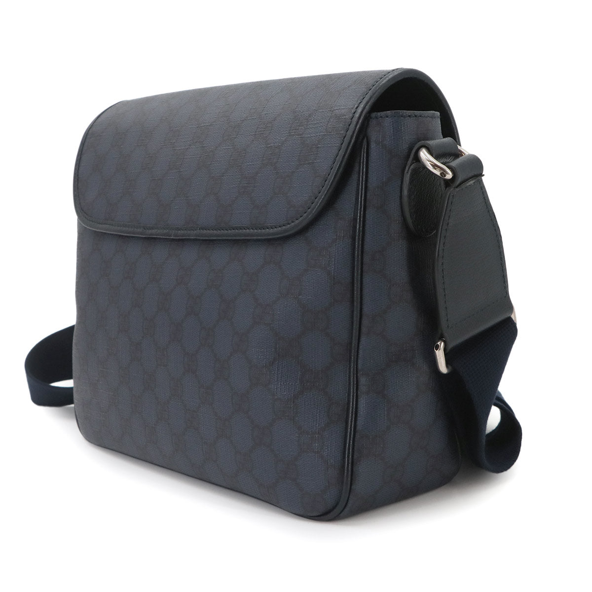 GG Supreme Messenger Shoulder Bag Leather Navy 761741 Purse