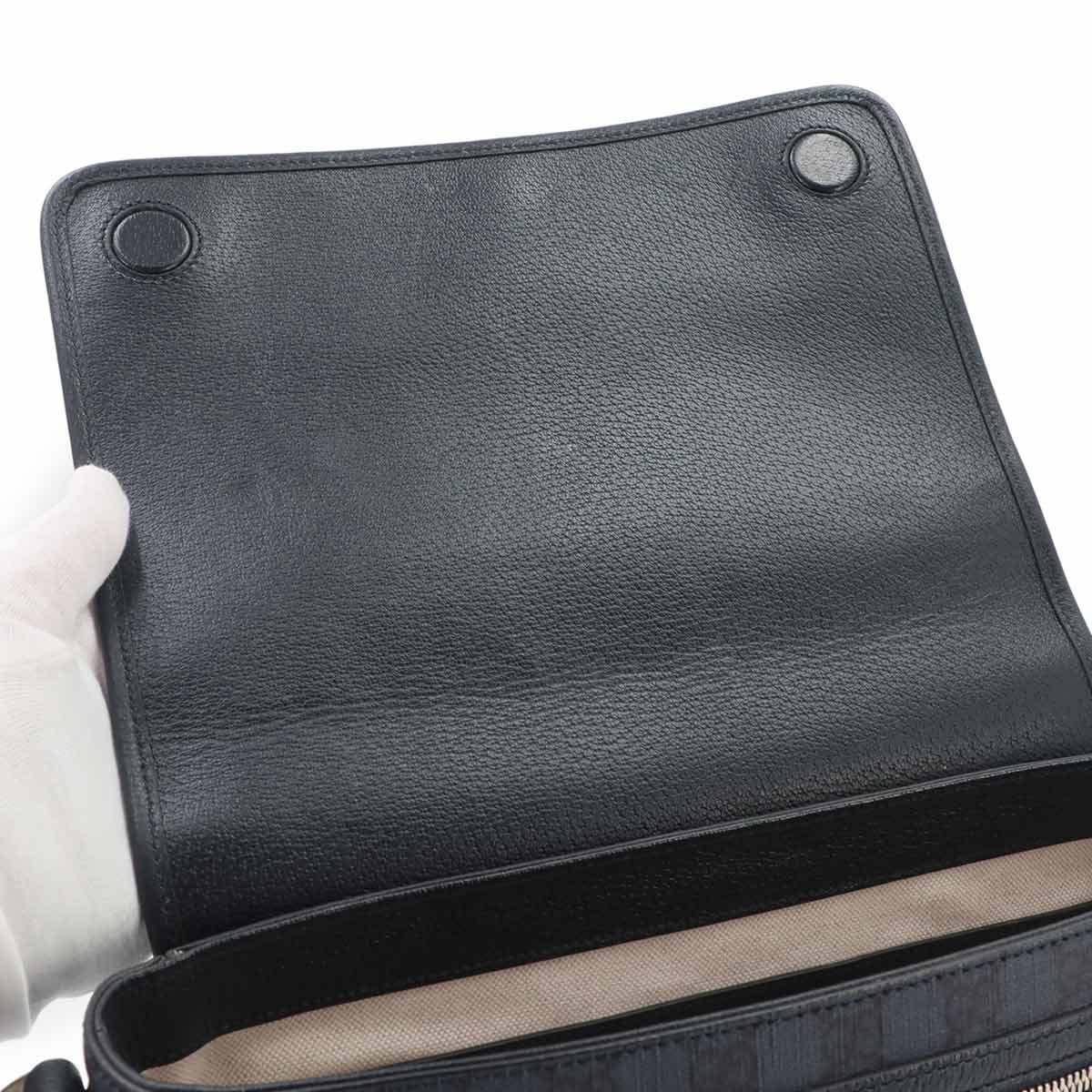 GG Supreme Messenger Shoulder Bag Leather Navy 761741 Purse