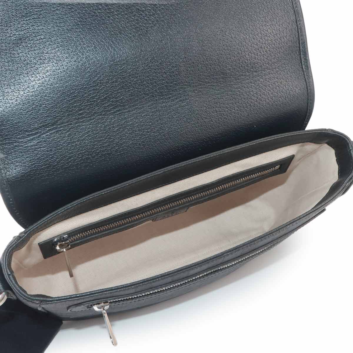 GG Supreme Messenger Shoulder Bag Leather Navy 761741 Purse