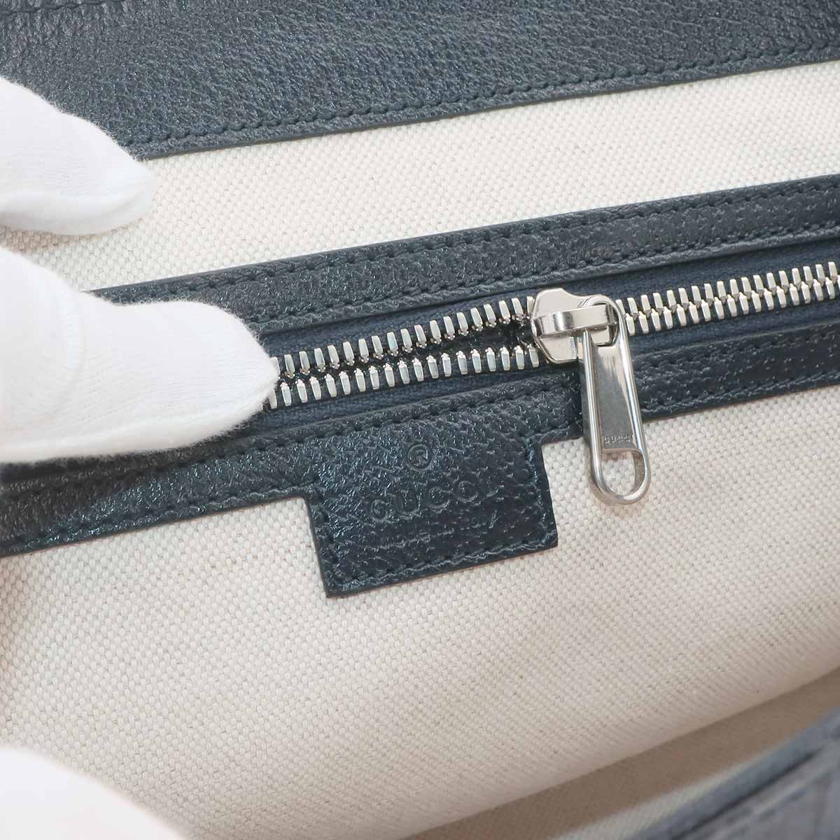 GG Supreme Messenger Shoulder Bag Leather Navy 761741 Purse