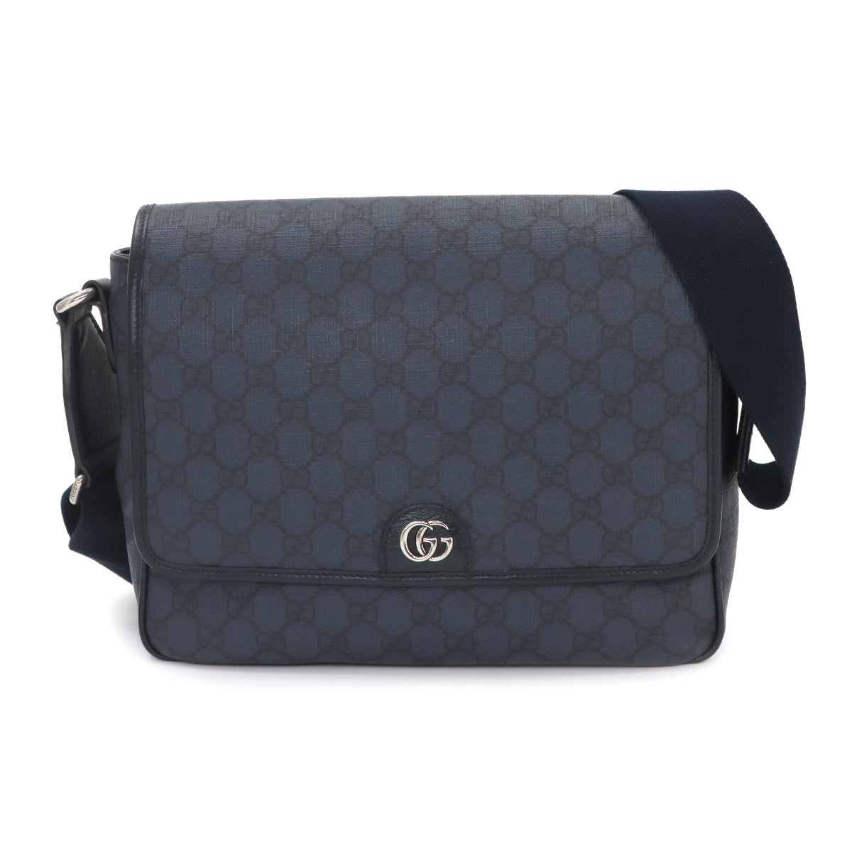 GG Supreme Messenger Shoulder Bag Leather Navy 761741 Purse