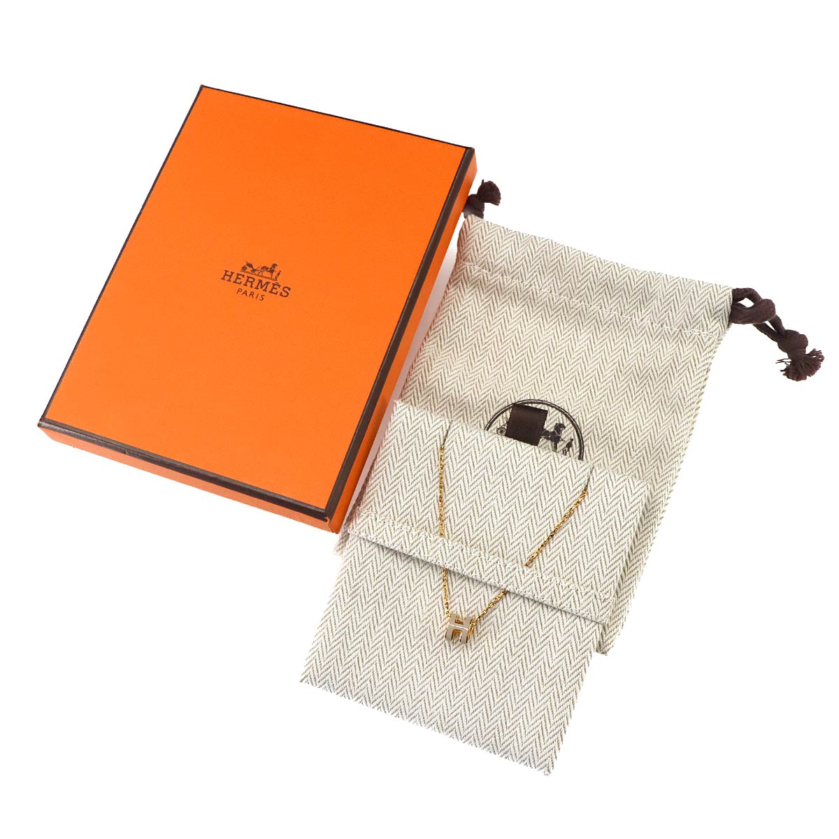 Mini Pop H Chain Necklace Marron grace Gold Accessory