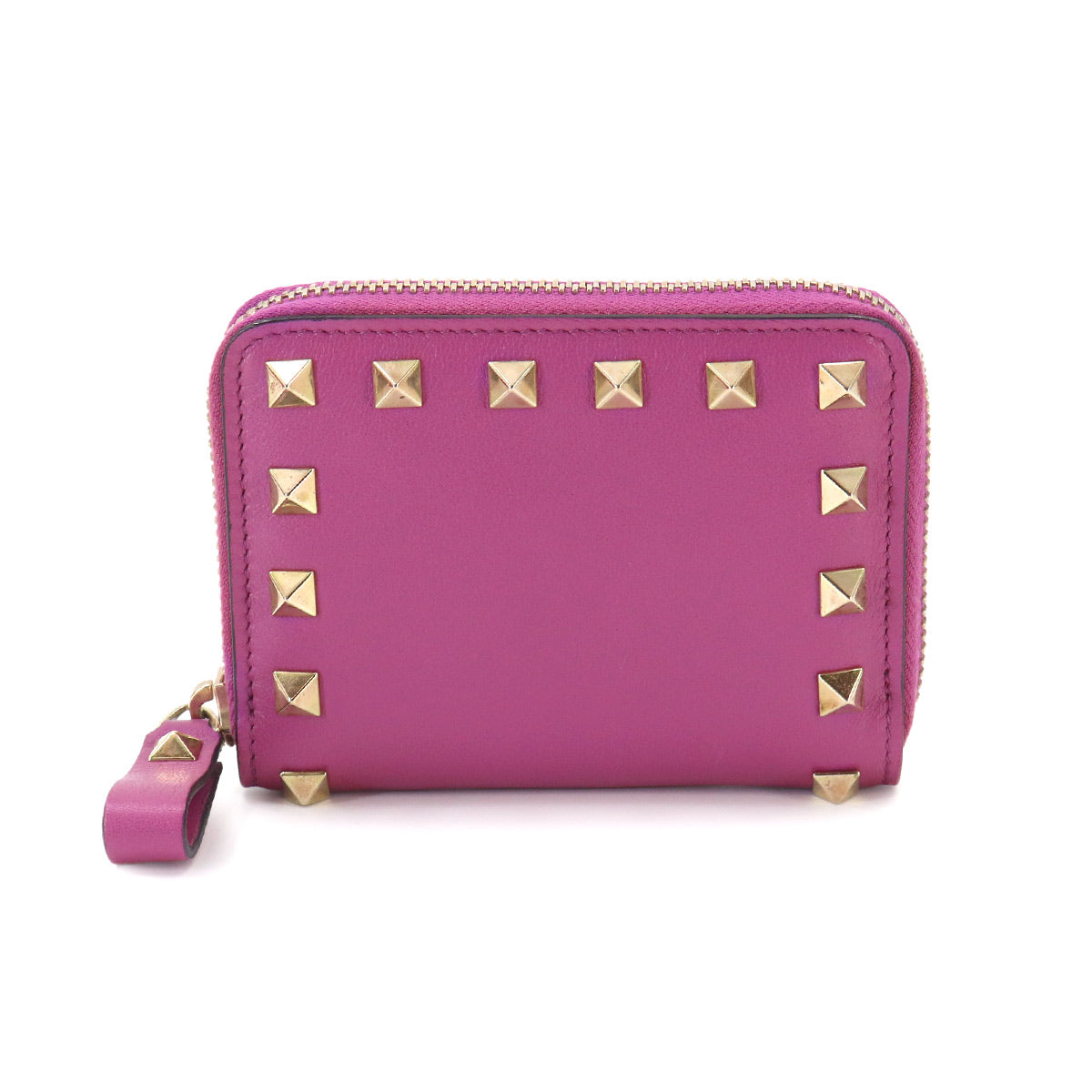 Rock Studs Coin Case Purse Wallet Leather Purple