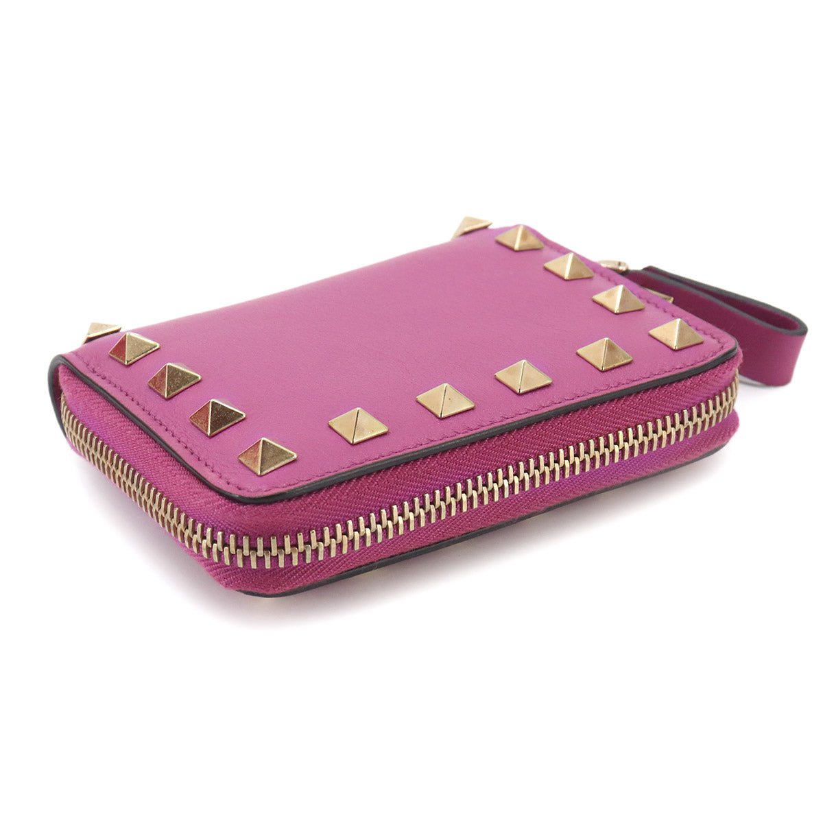 Rock Studs Coin Case Purse Wallet Leather Purple