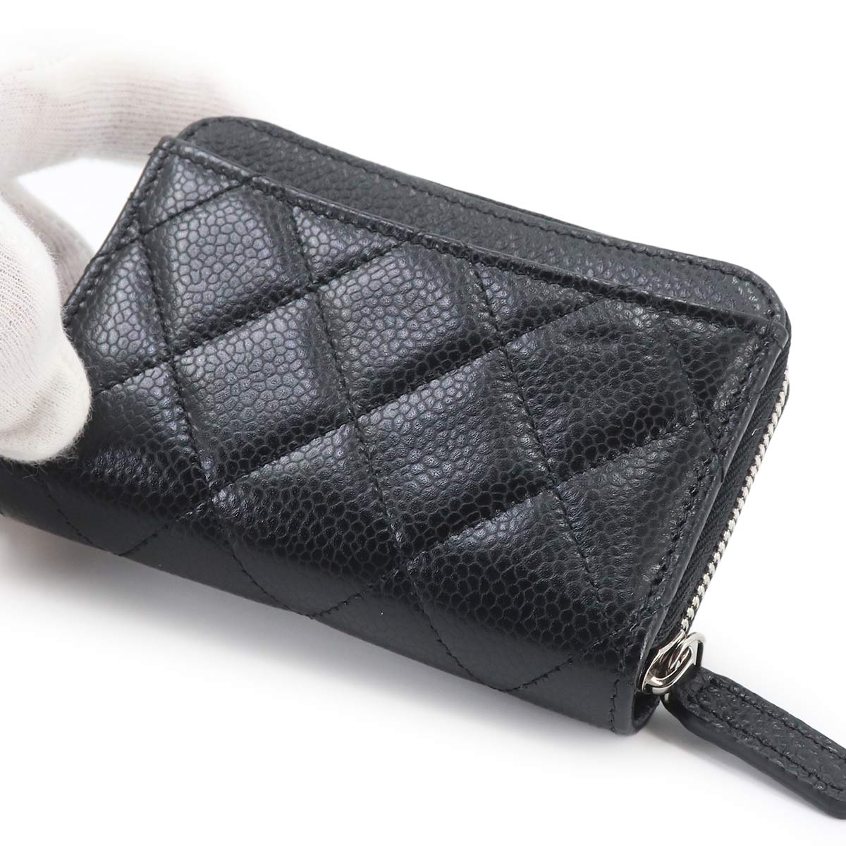Matelasse Coin Case Purse Leather Black AP0216 Purse