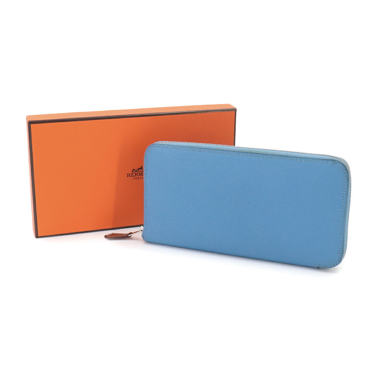 Azapp Long Silkin Wallet Veau Epsom Leather Blue Paradise