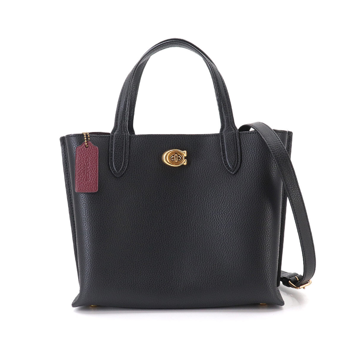 Willow Tote 24 2way Shoulder Bag Leather Black C8869 Purse