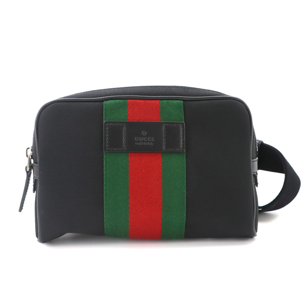 Web Stripe Belt Bag Crossbody Bag Canvas Leather Black 630919