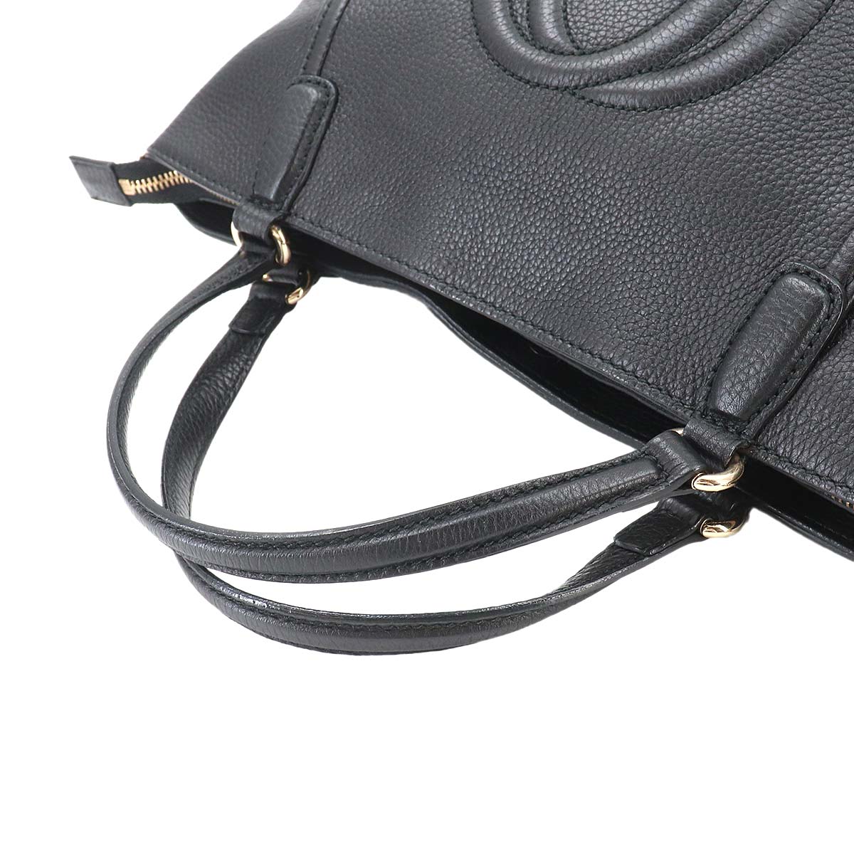 Soho Interlocking G Tote Shoulder Bag Leather Black 369176