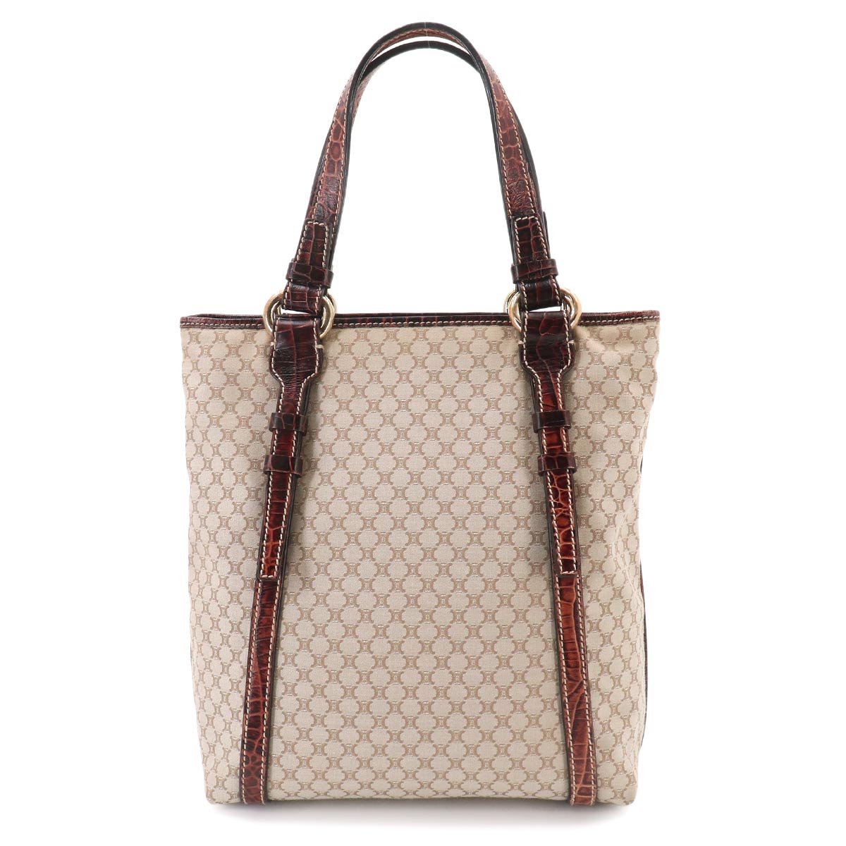 Macadam Tote Bag Canvas Leather Beige Brown Vintage