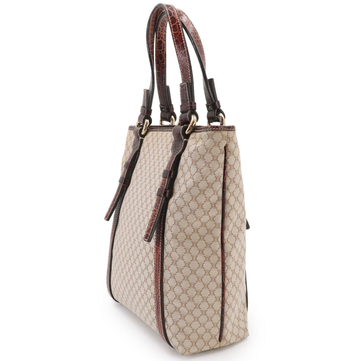 Macadam Tote Bag Canvas Leather Beige Brown Vintage