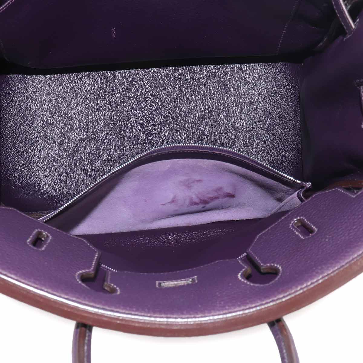 Haut a Courroies 32 Veau Togo Purple Hand Bag Vintage