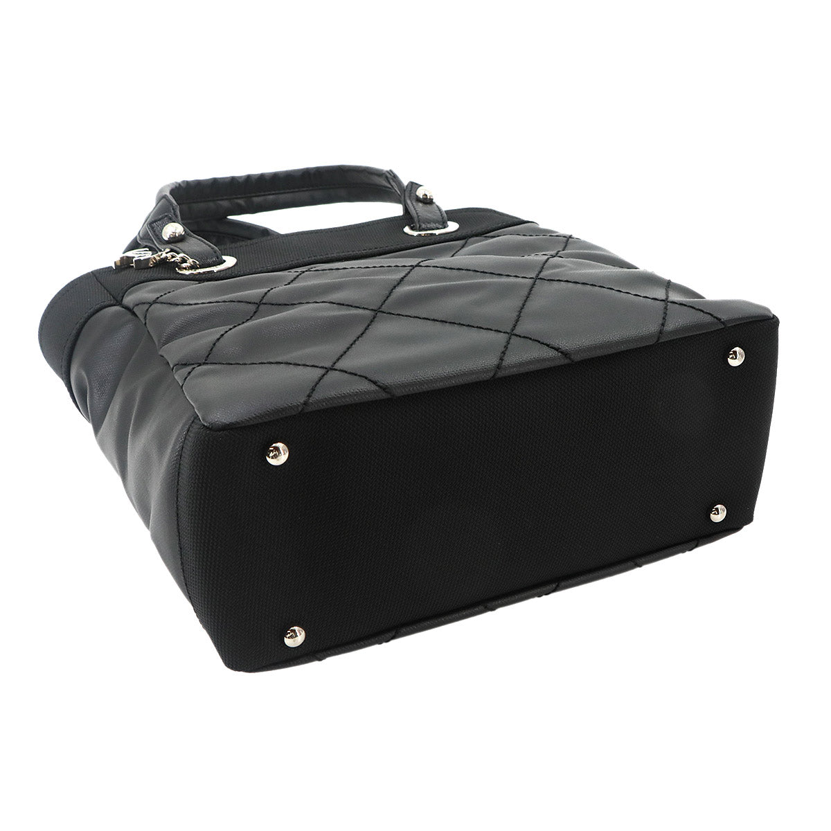 Paris Biarritz PM Tote Bag PVC Nylon Leather Black A34208 Purse