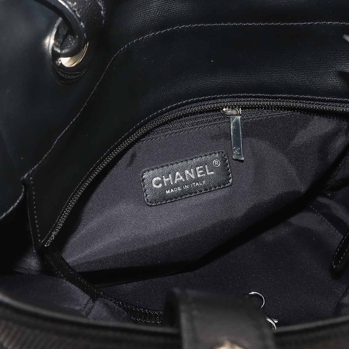 Paris Biarritz PM Tote Bag PVC Nylon Leather Black A34208 Purse