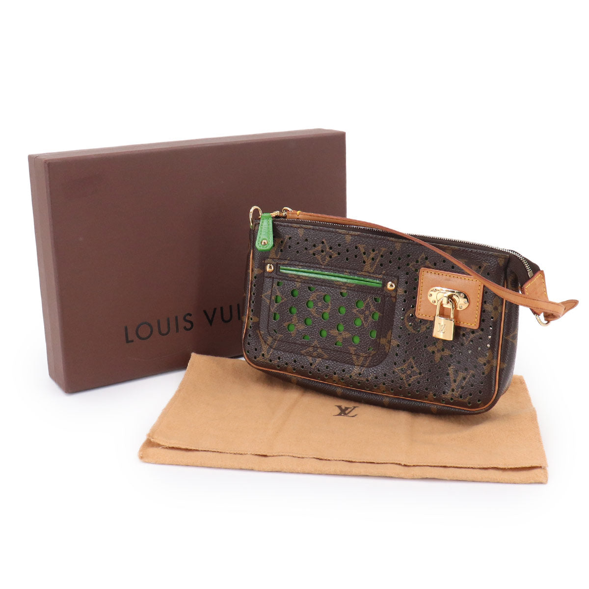 Monogram Perfo Pochette Accessories Hand Bag Vert M95184