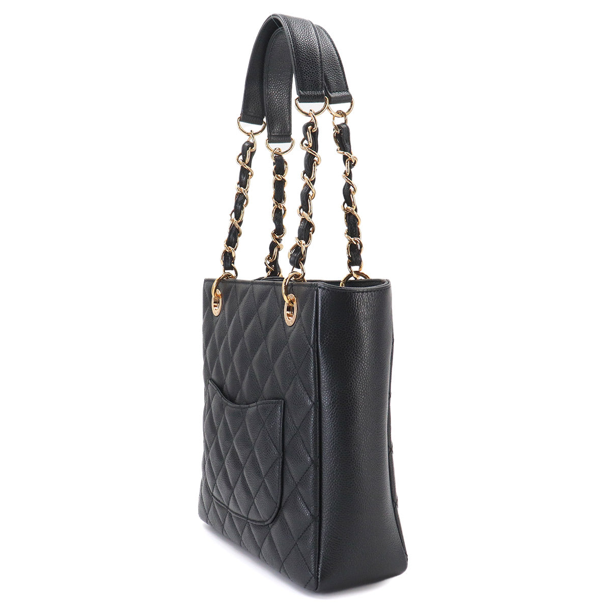 Matelasse PST Chain Tote Bag Leather Black A50994 Purse