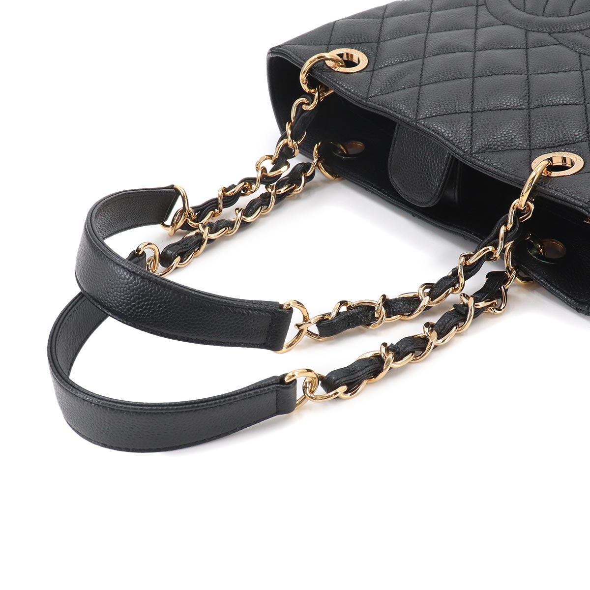 Matelasse PST Chain Tote Bag Leather Black A50994 Purse