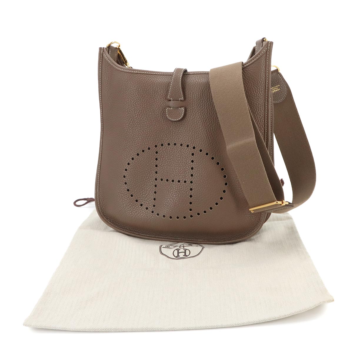 Everlyne 3 PM Shoulder Bag Taurillon Clemence Etoupe Purse