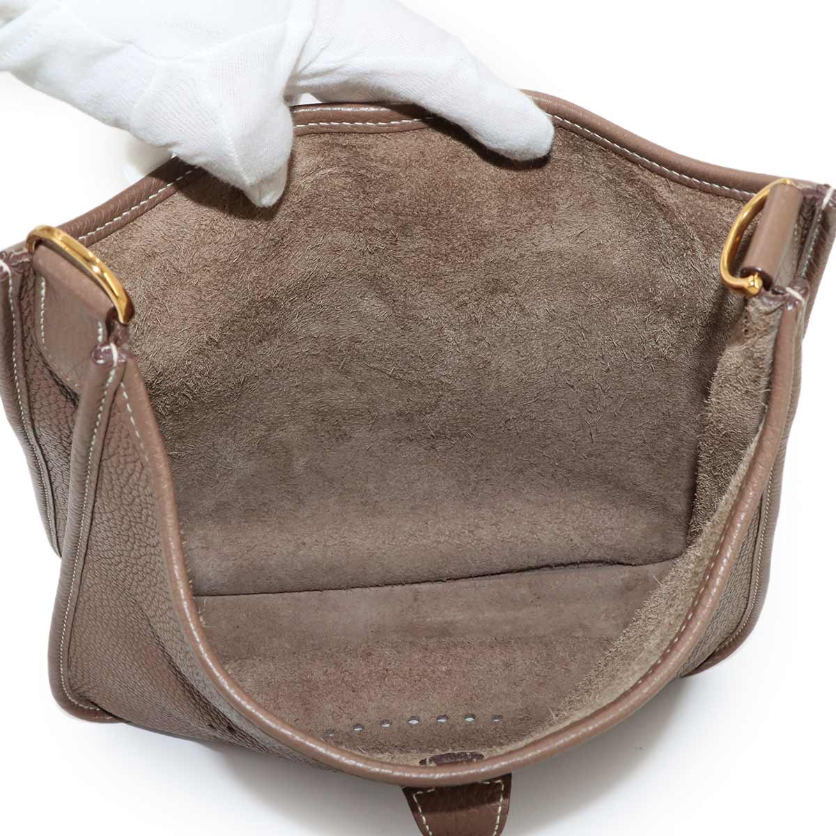 Everlyne 3 PM Shoulder Bag Taurillon Clemence Etoupe Purse