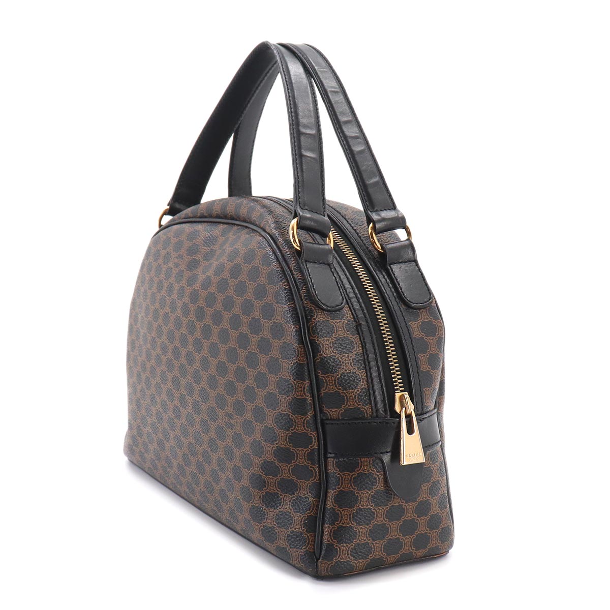 Macadam Hand Bag PVC Leather Black Brown Purse Vintage