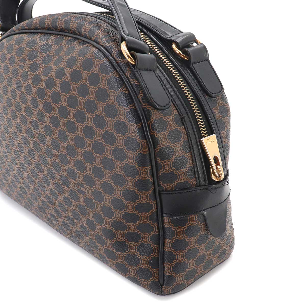 Macadam Hand Bag PVC Leather Black Brown Purse Vintage