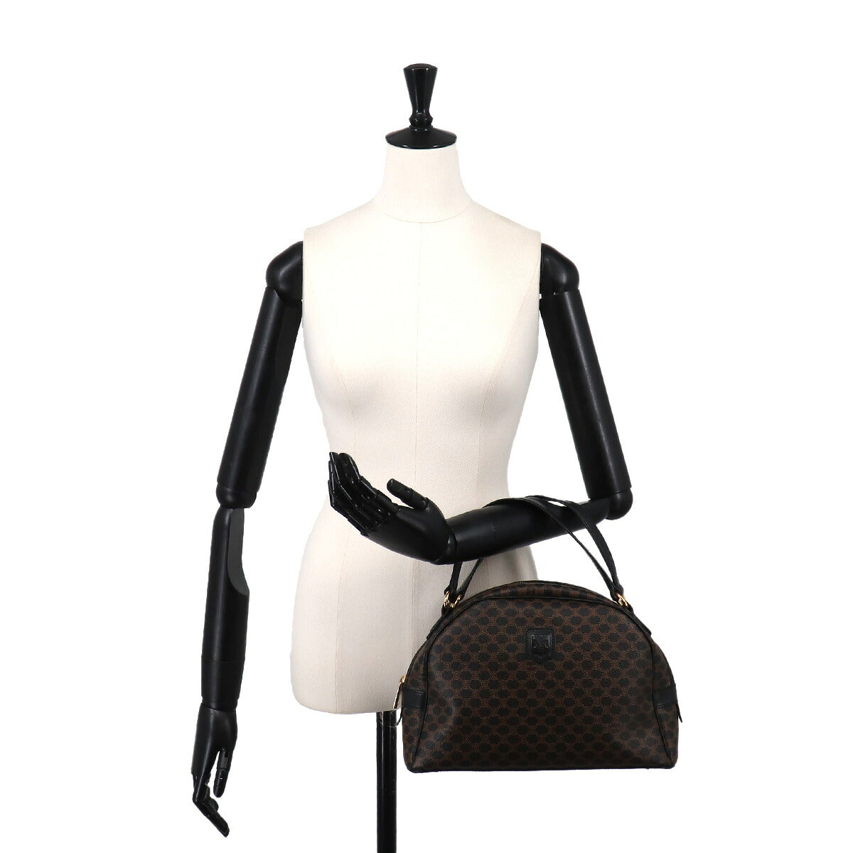 Macadam Hand Bag PVC Leather Black Brown Purse Vintage