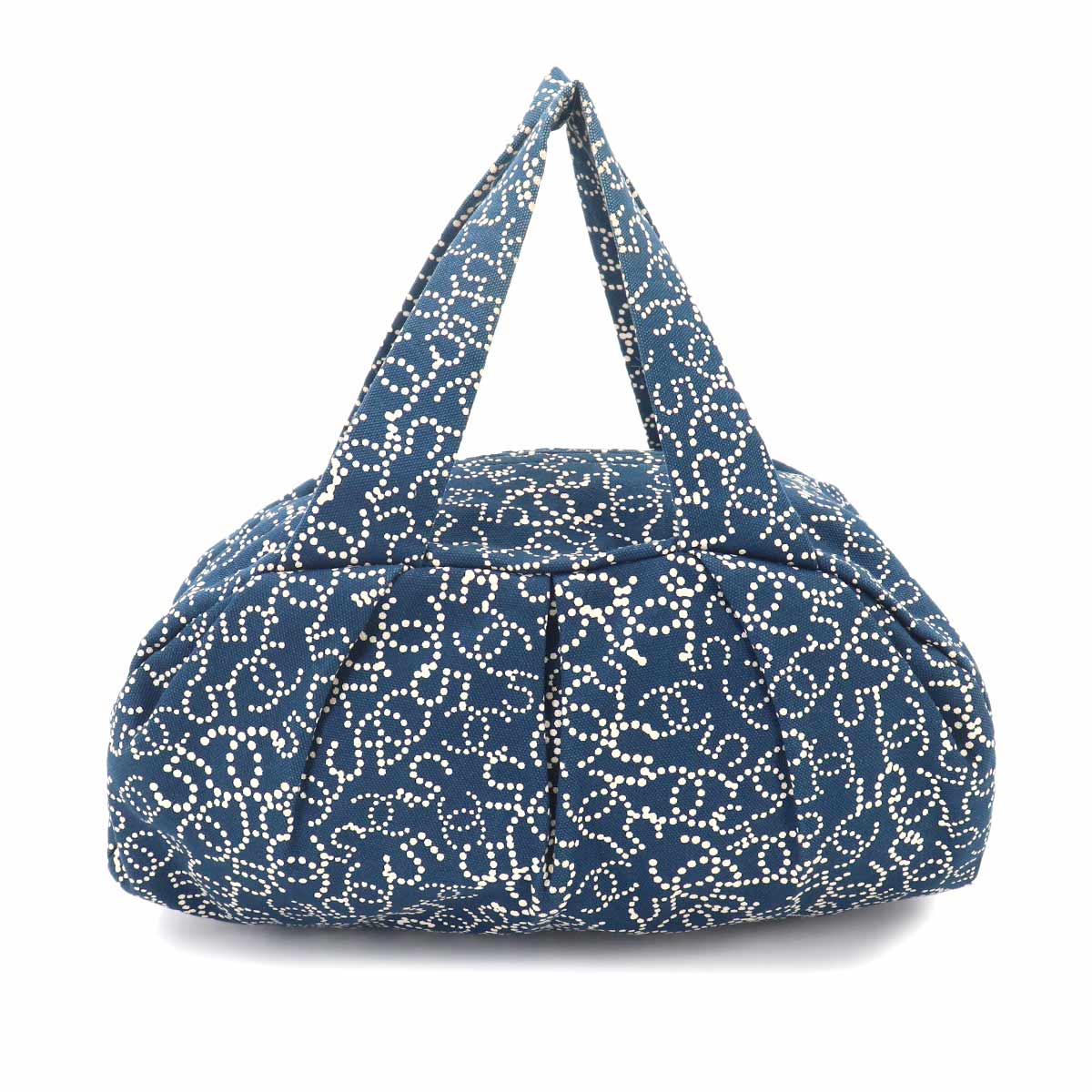 Hand Bag Canvas Navy No5 Dots Logos Vintage Purse