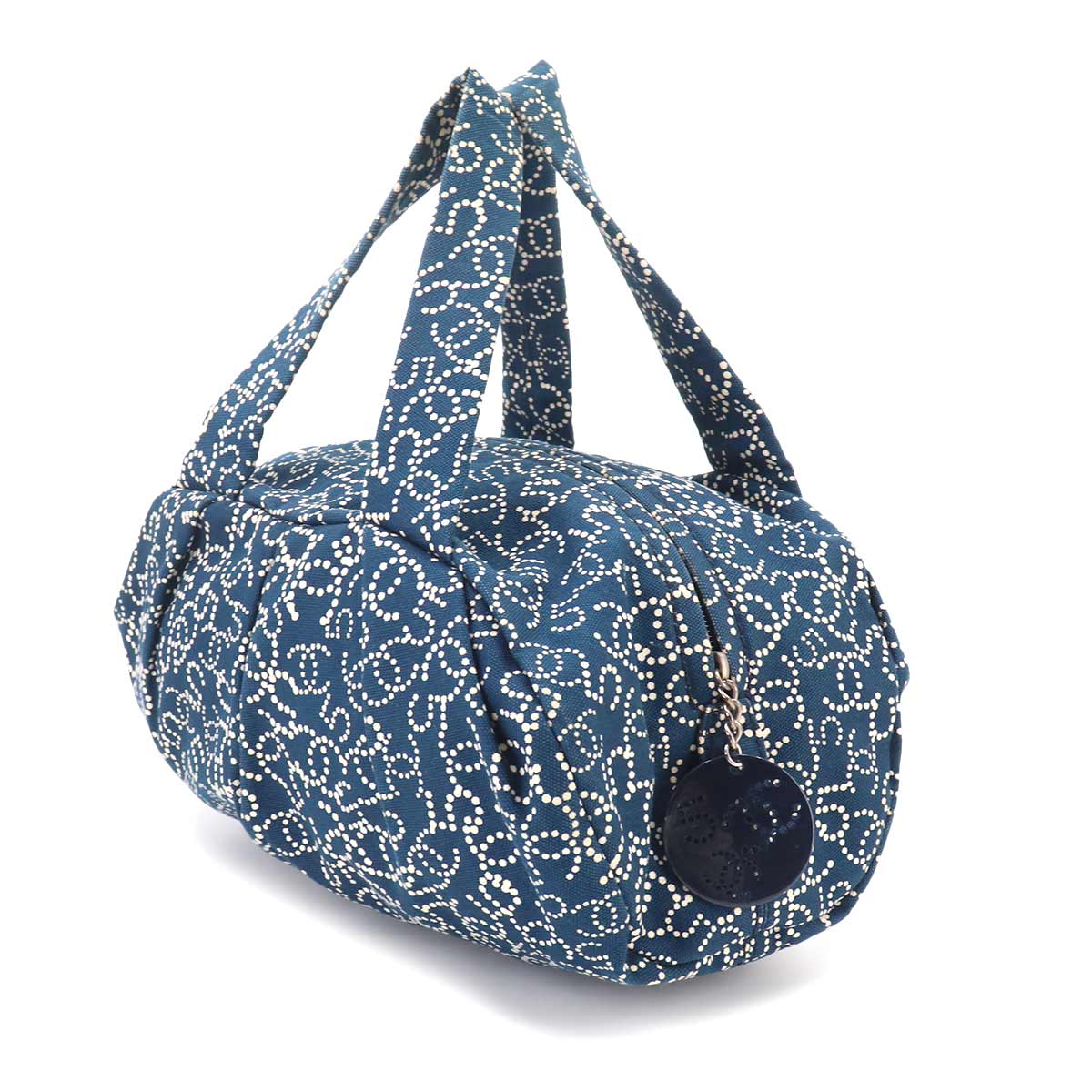 Hand Bag Canvas Navy No5 Dots Logos Vintage Purse