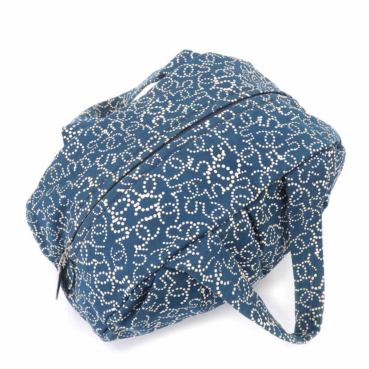 Hand Bag Canvas Navy No5 Dots Logos Vintage Purse