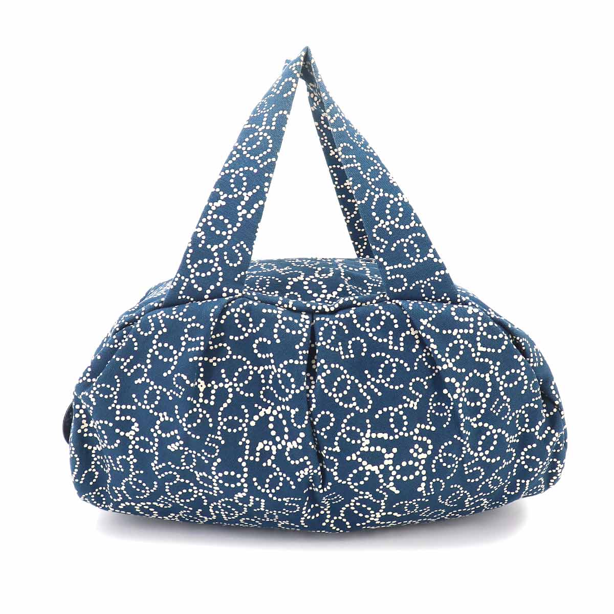Hand Bag Canvas Navy No5 Dots Logos Vintage Purse