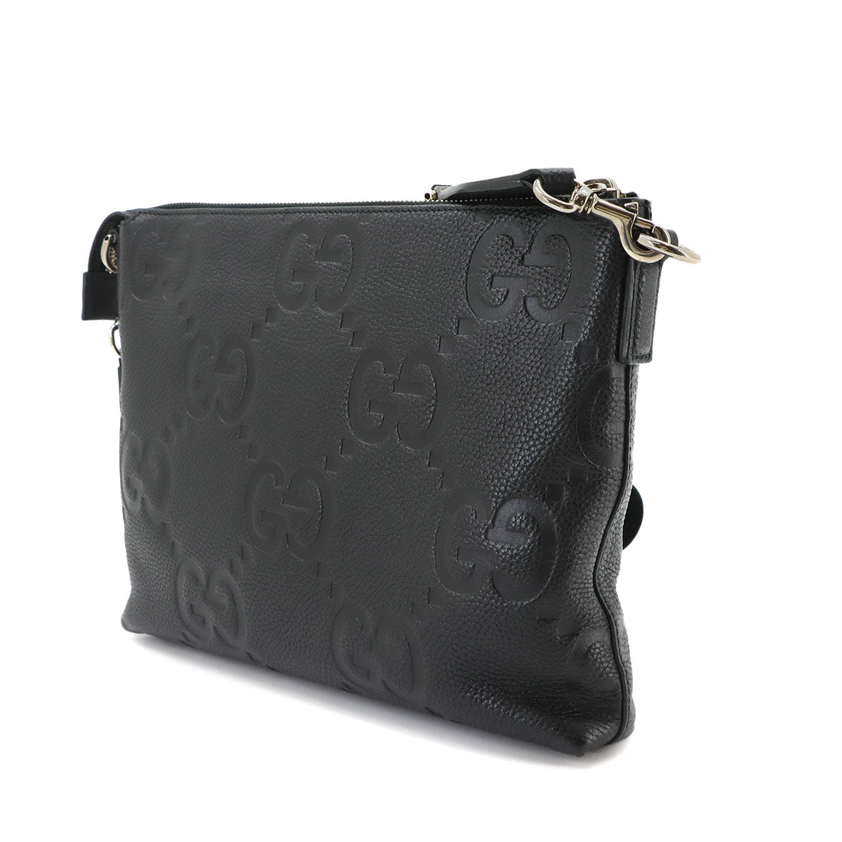 Jumbo GG Shoulder Bag Leather Black 696009 Purse