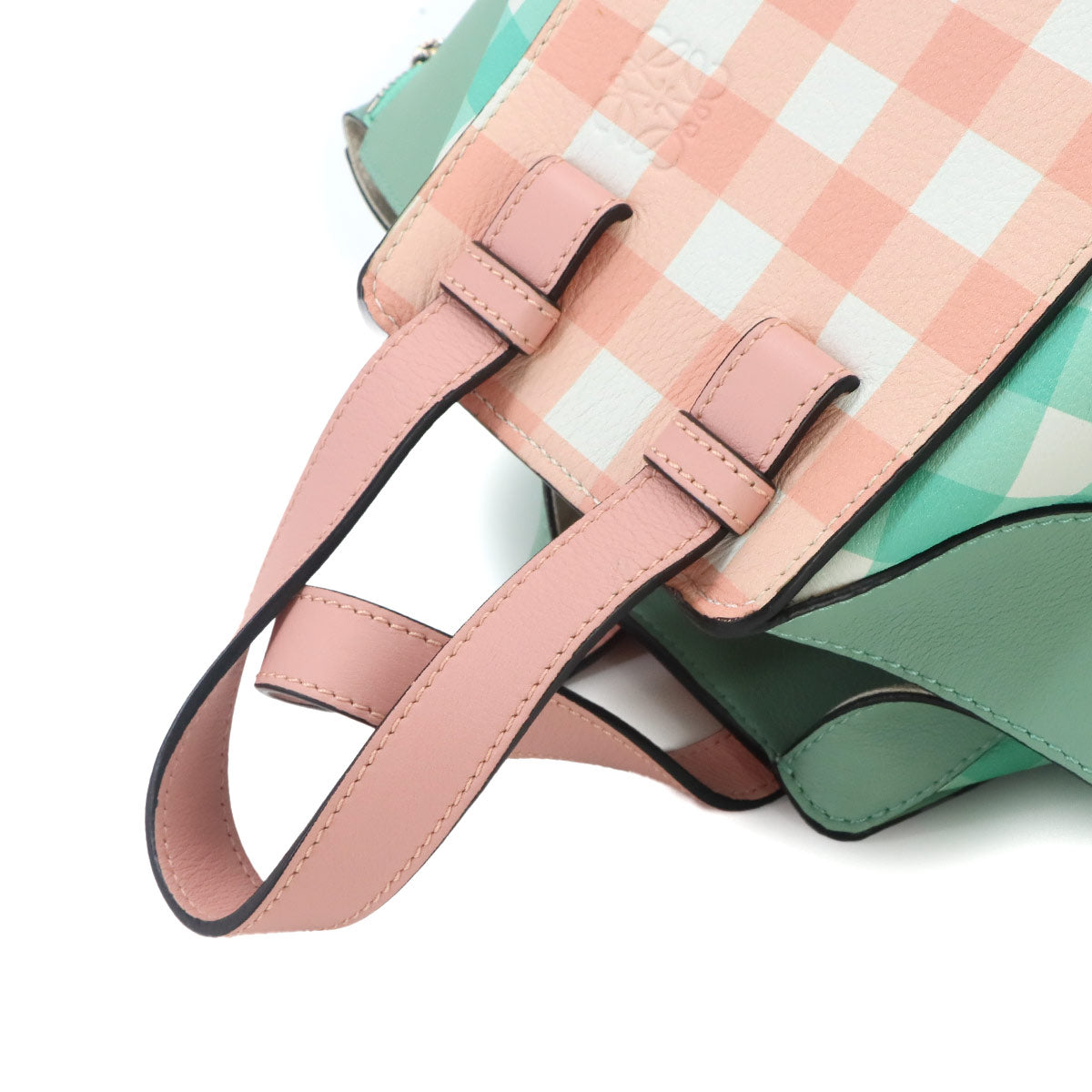 Hammock Small Gingham 2way Hand bag Bag Leather Pink Green