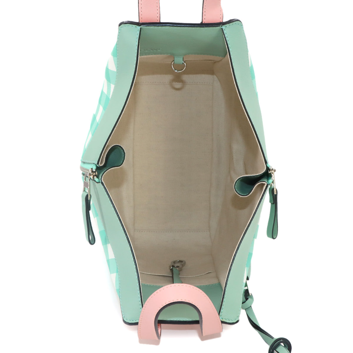 Hammock Small Gingham 2way Hand bag Bag Leather Pink Green