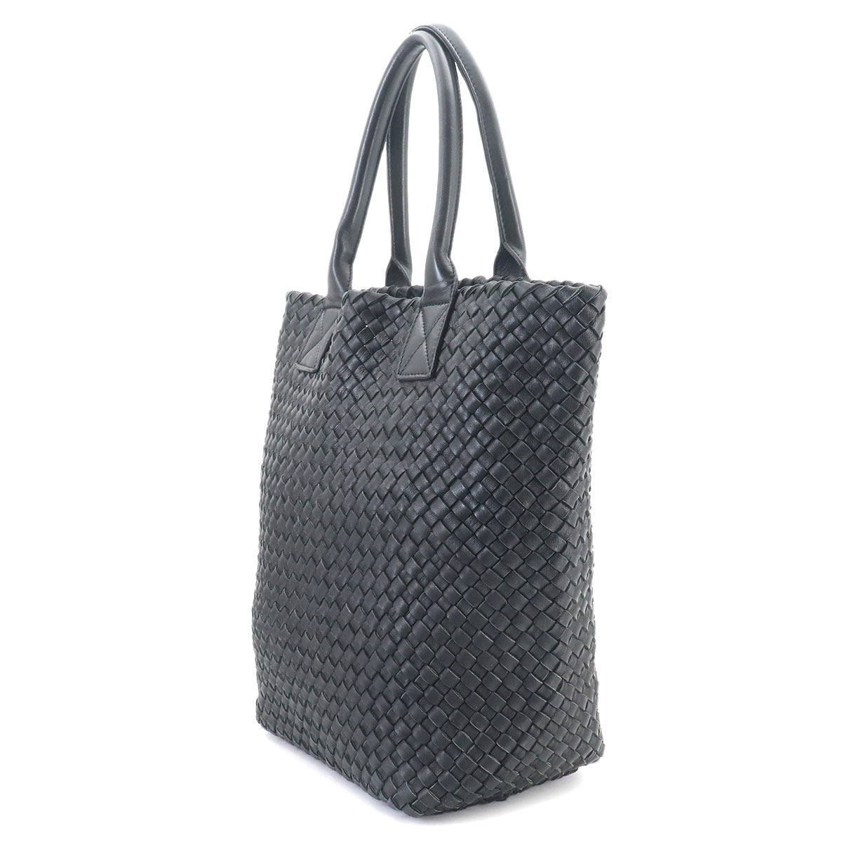 Intrecciato Cabas Tote Bag Leather Black Pouch Purse
