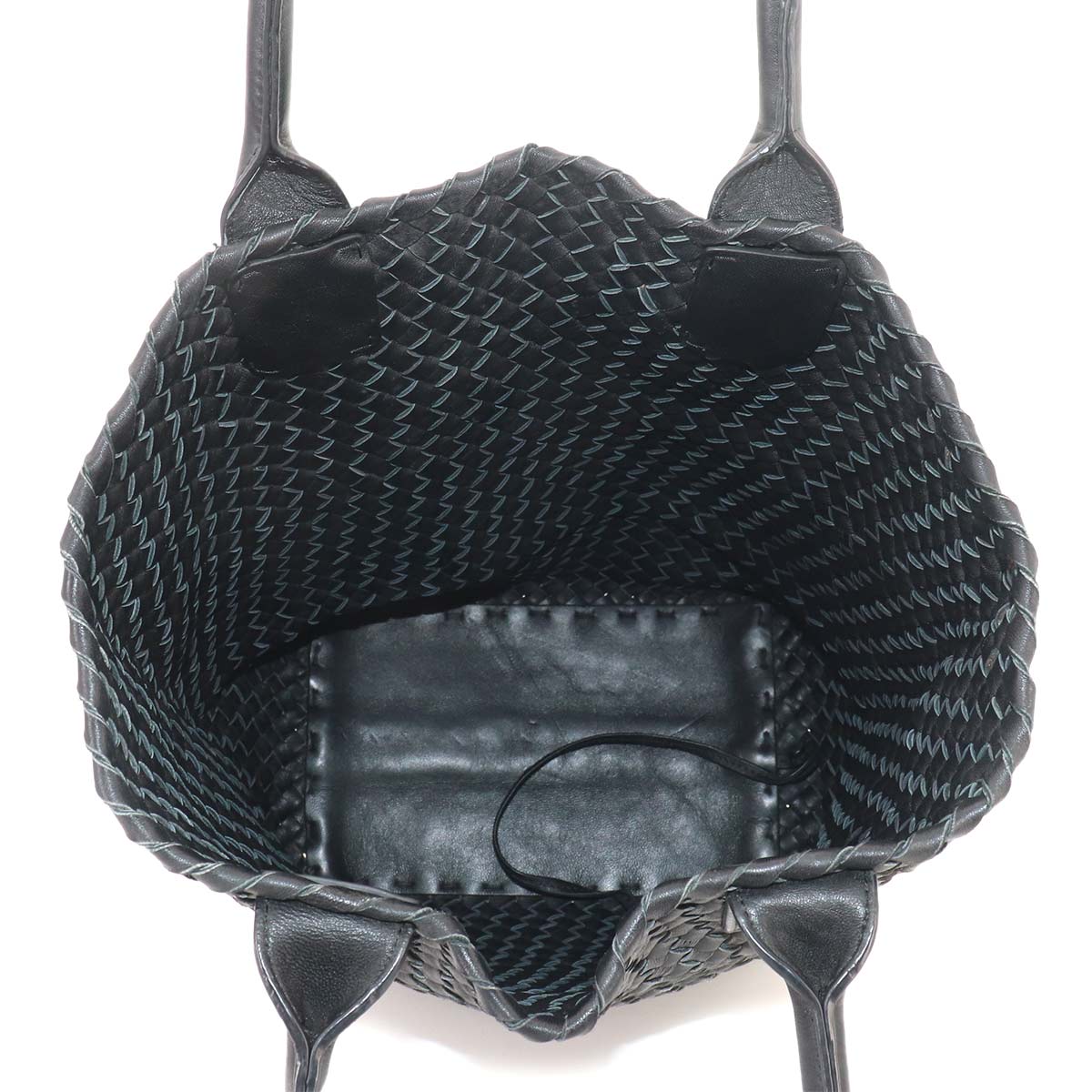Intrecciato Cabas Tote Bag Leather Black Pouch Purse