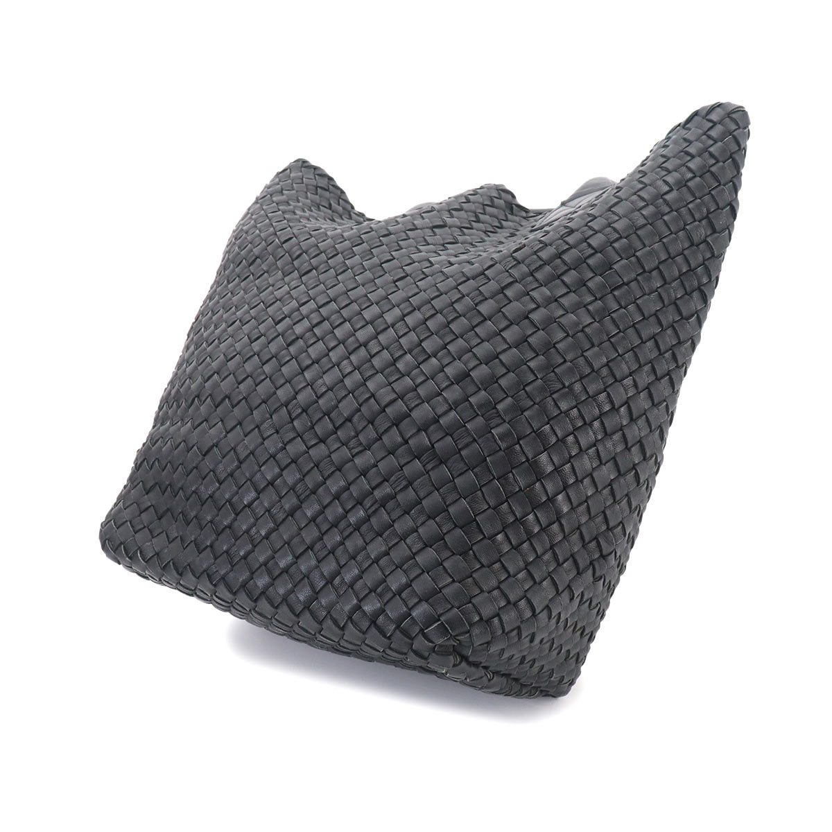 Intrecciato Cabas Tote Bag Leather Black Pouch Purse
