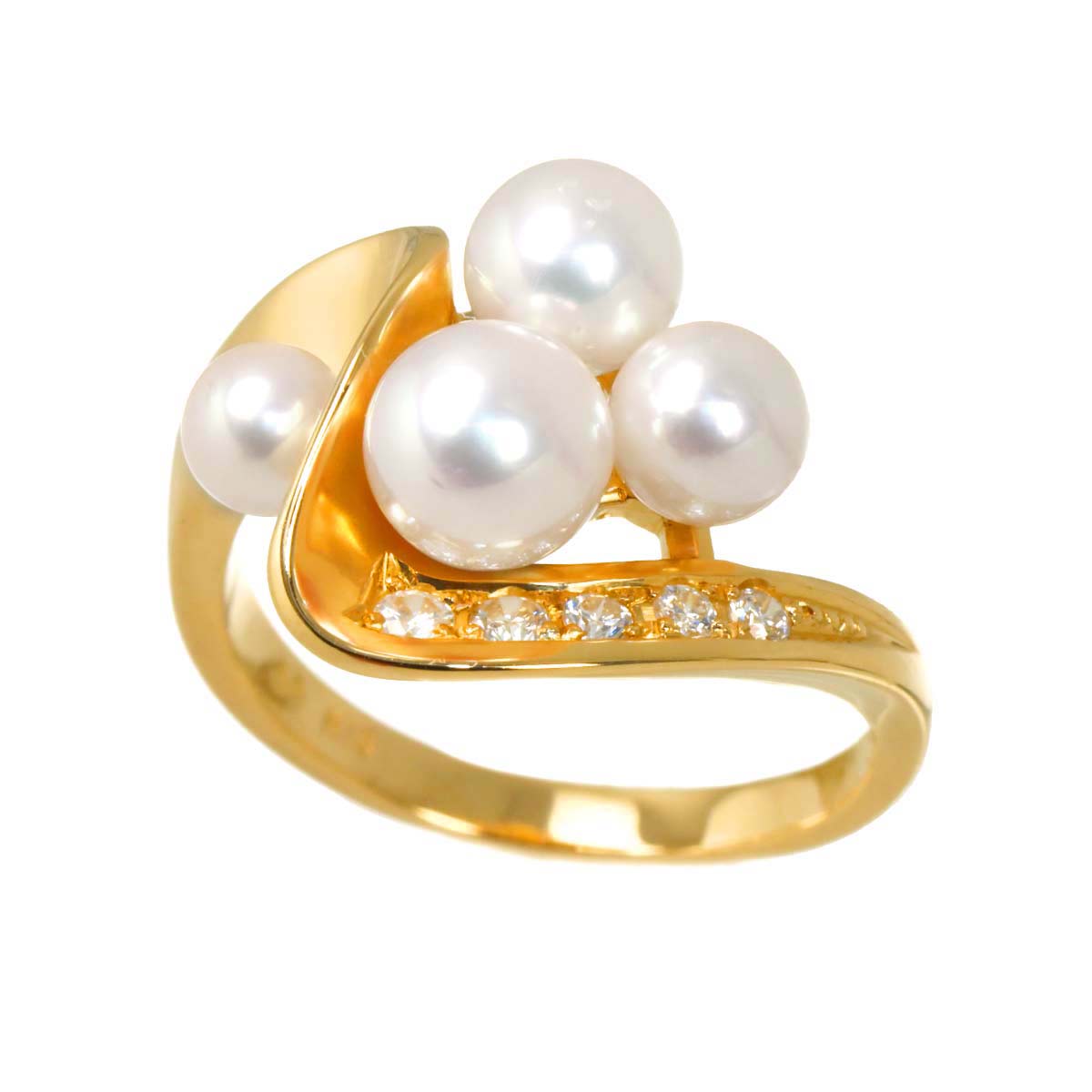 Akoya Pearl Diamond 0.11ct Ring 18K PG 750 Size5.75-6(US)
