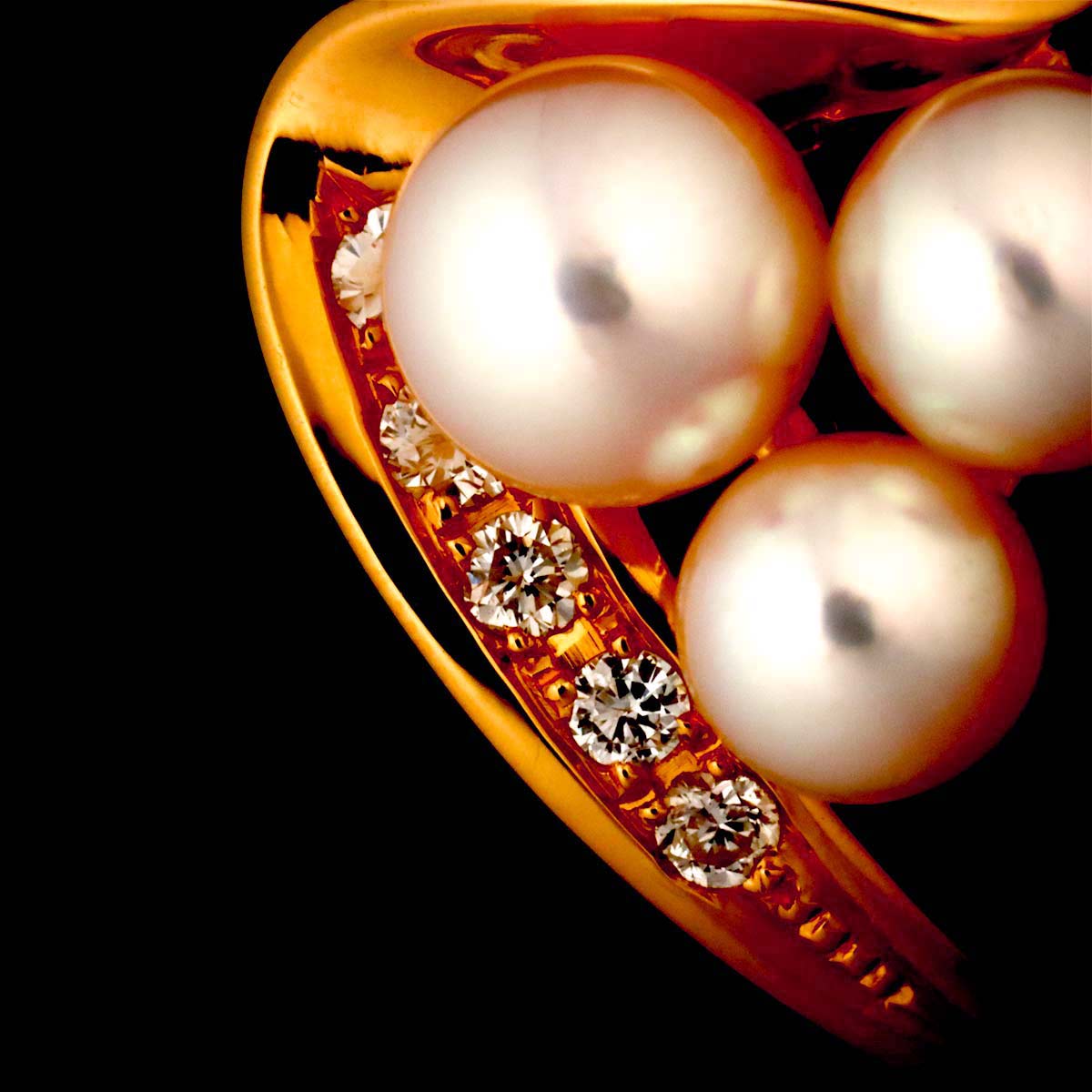 Akoya Pearl Diamond 0.11ct Ring 18K PG 750 Size5.75-6(US)