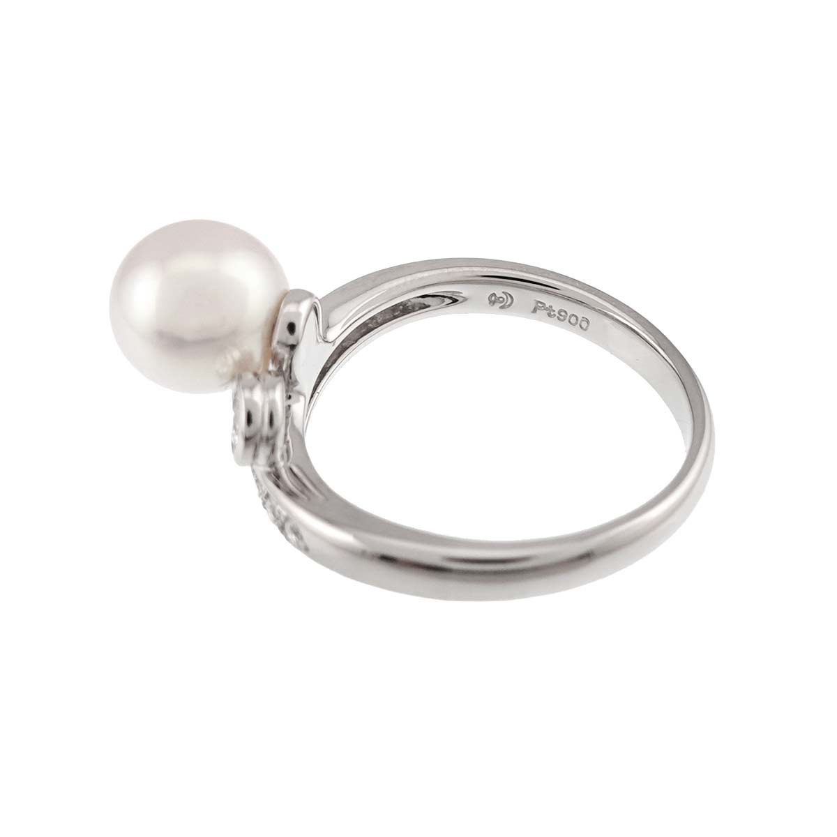 Akoya Pearl 7.6mm Diamond 0.21ct Ring Pt size6(US)