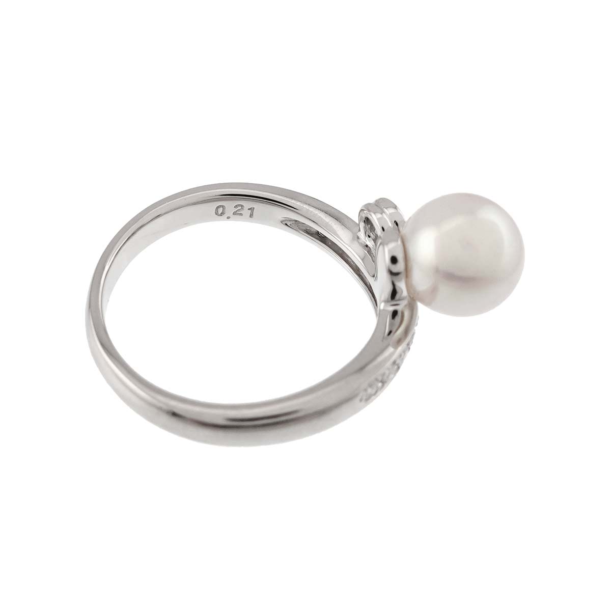 Akoya Pearl 7.6mm Diamond 0.21ct Ring Pt size6(US)