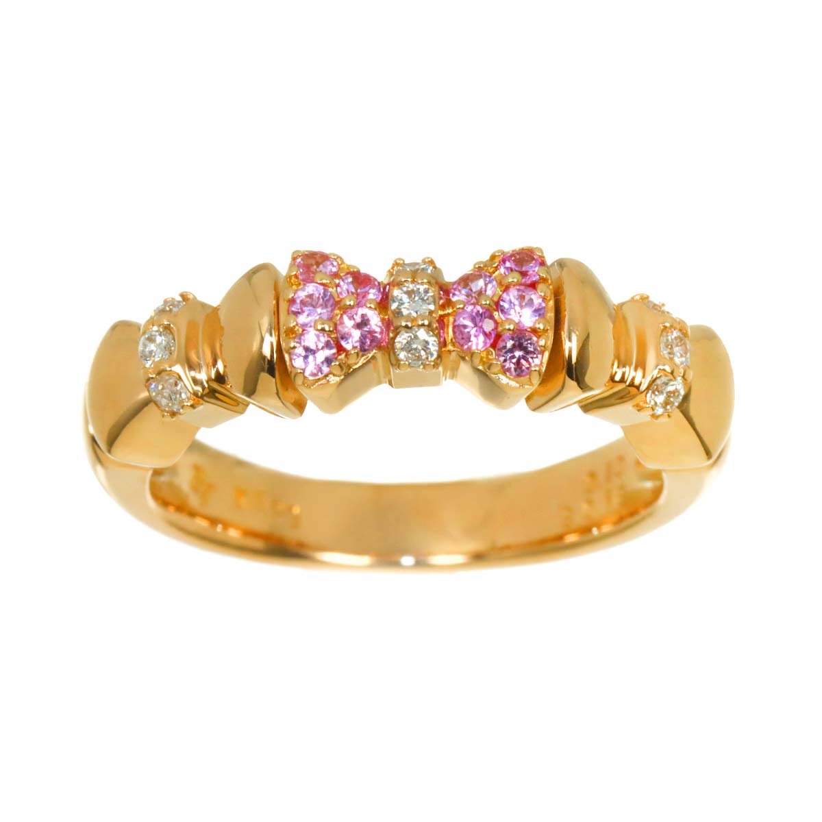 Sapphire 0.18ct Diamond Ring 18K PG 750 Size5.5-5.75(US)