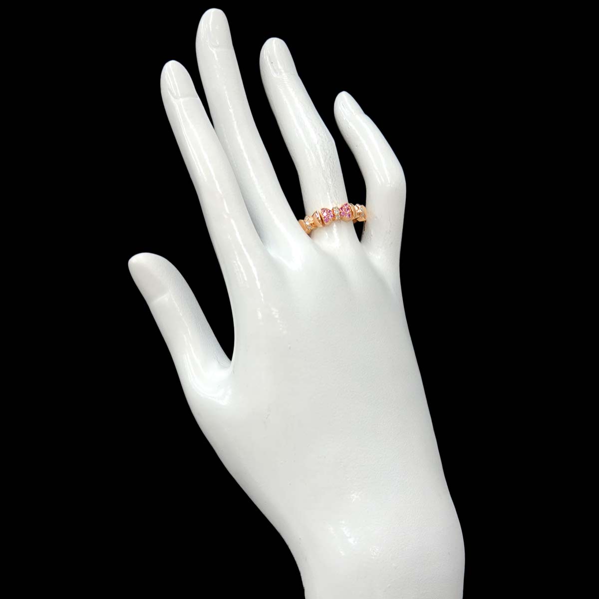 Sapphire 0.18ct Diamond Ring 18K PG 750 Size5.5-5.75(US)