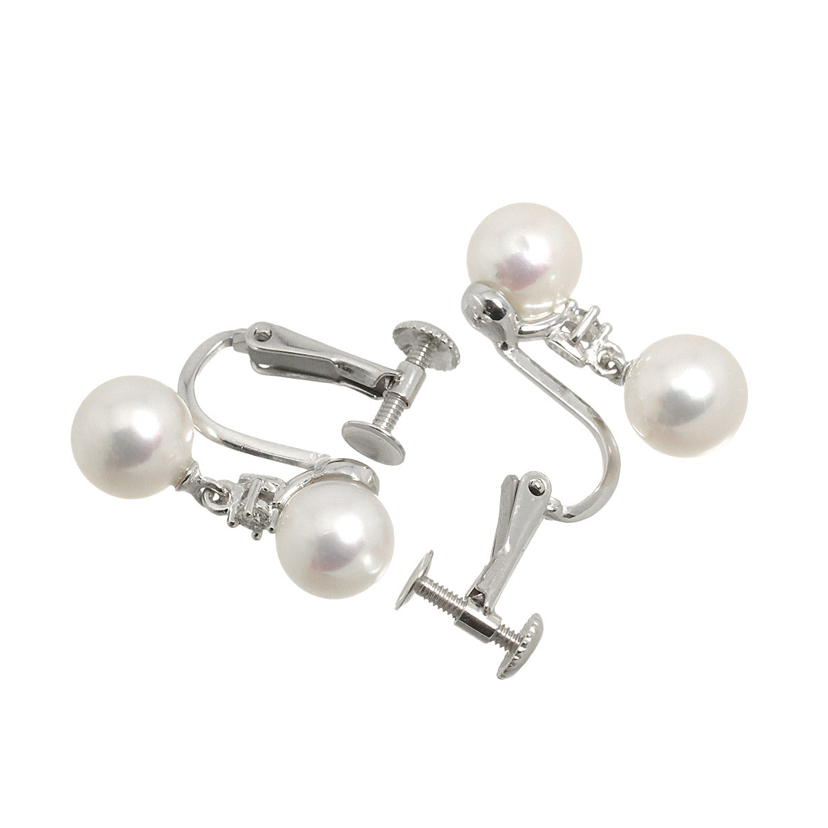 Akoya Pearl Diamond 0.02/0.02ct Earrings Clip on 14K WG 585