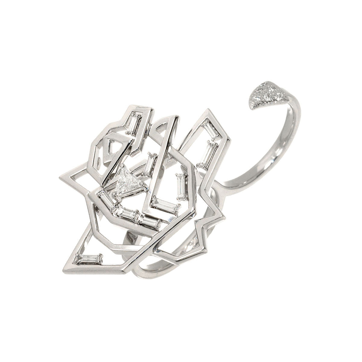 Diamond 0.57ct Ring 18K White Gold 750 Size5.5-5.75(US)