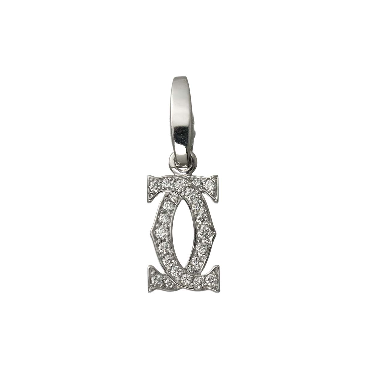 2C Diamond Charm Pendant Top 18K White Gold 750