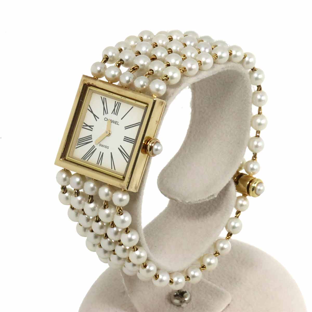 Mademoiselle Pearl Bracelet H0007 750 YG White Dial Ladies